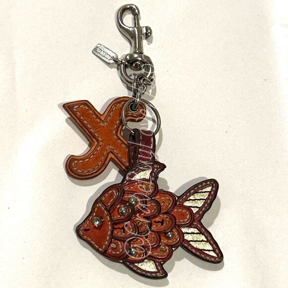 BIG VINTAGE COACH KOI & X CHARM VHTF VIBRANT STACKED LEATHER STUDS GLITTER VGUC - Picture 3 of 16